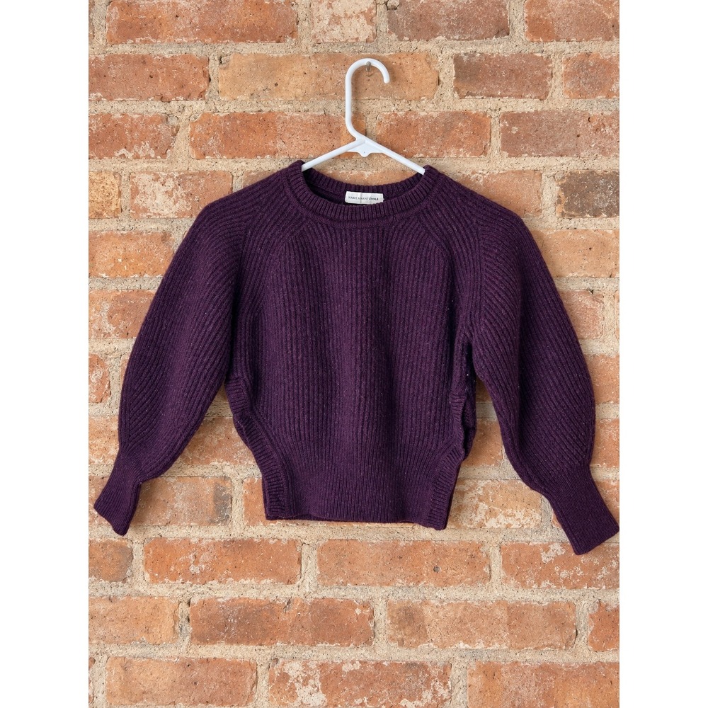 Isabel Marant Etoile Purple Wool Ribbed Knit Balloon Sleeve Sweater *READ